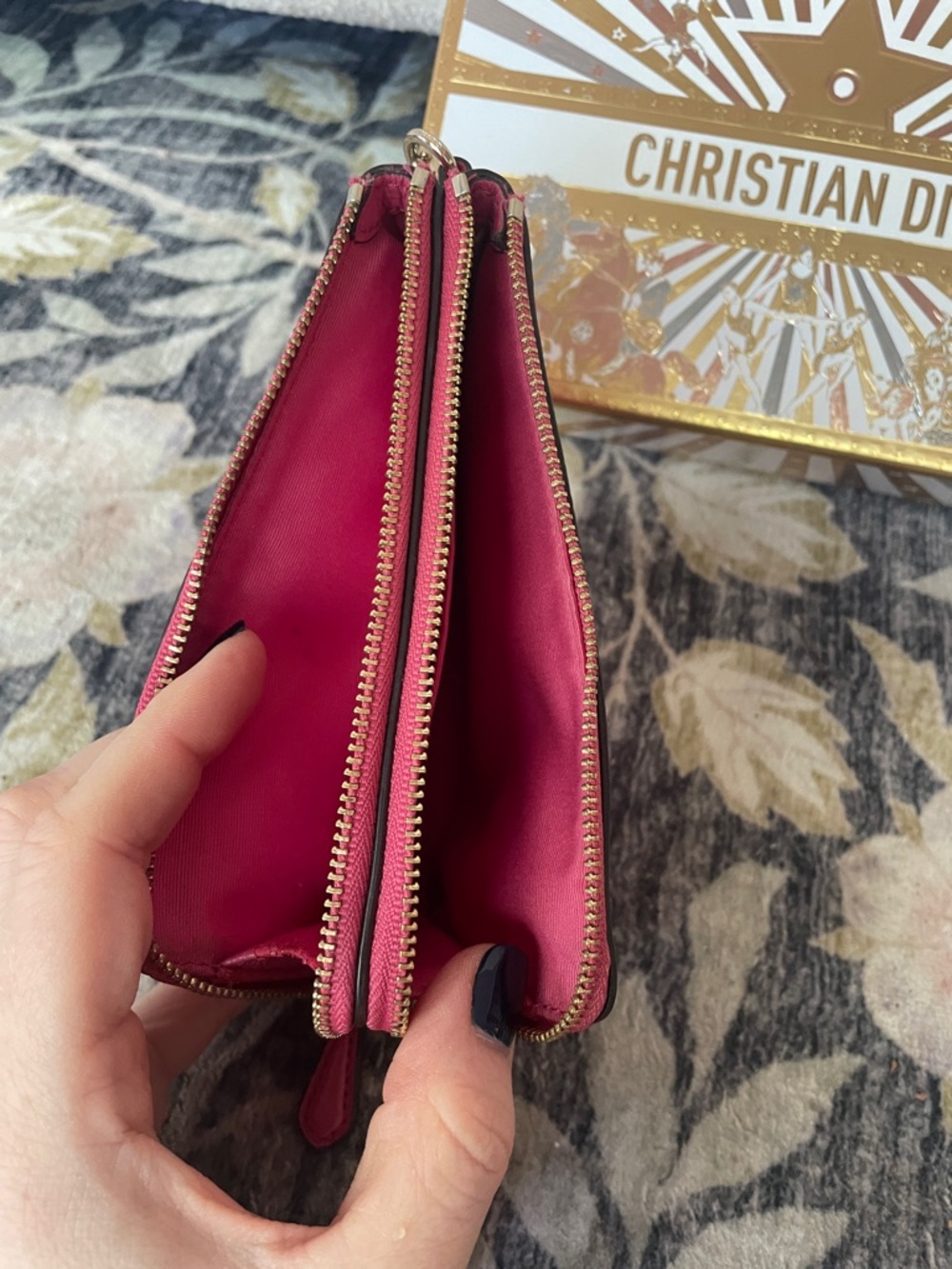 Coach Pink Pebbled Leather Wristlet Clutch Two Compartments Zippered - Picture 6 of 14